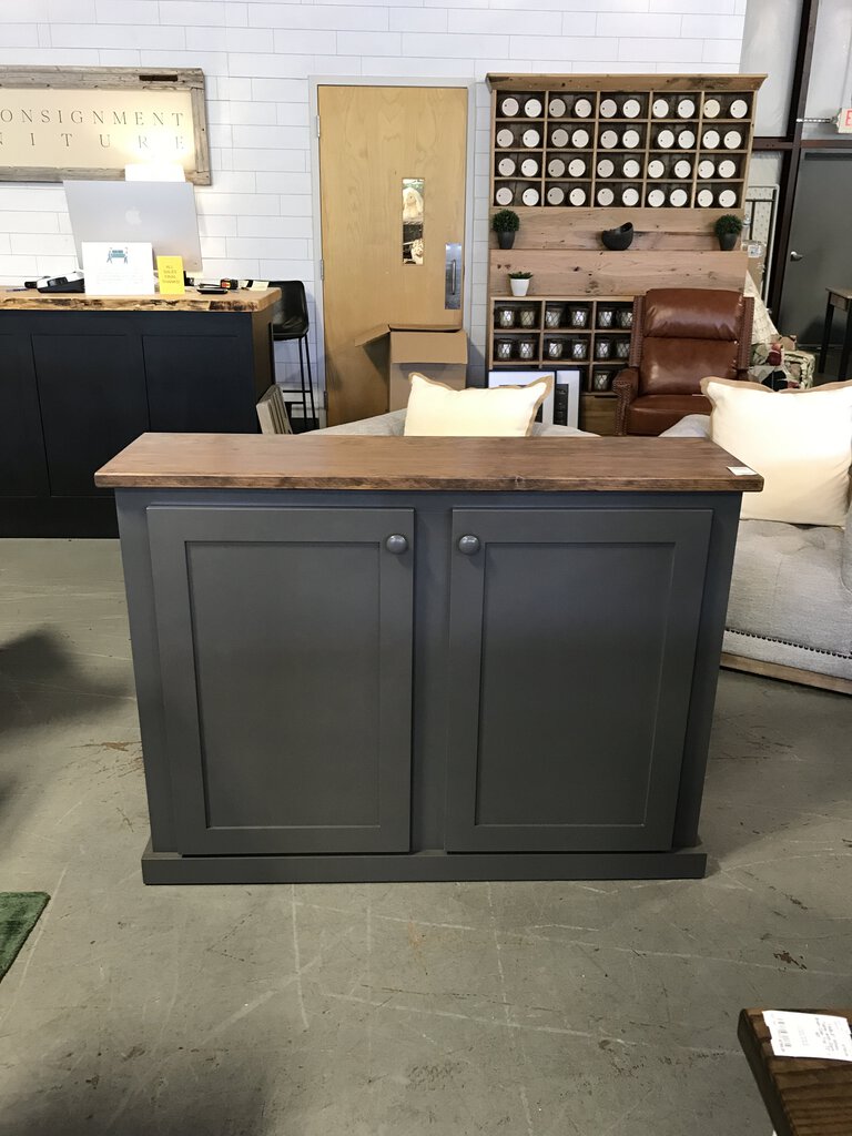 4' Charcoal 2 Door Cabinet with Light Stained Top