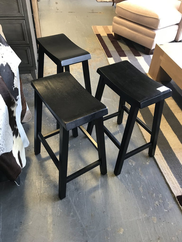 Black Counter Height Stools (Set of 3)