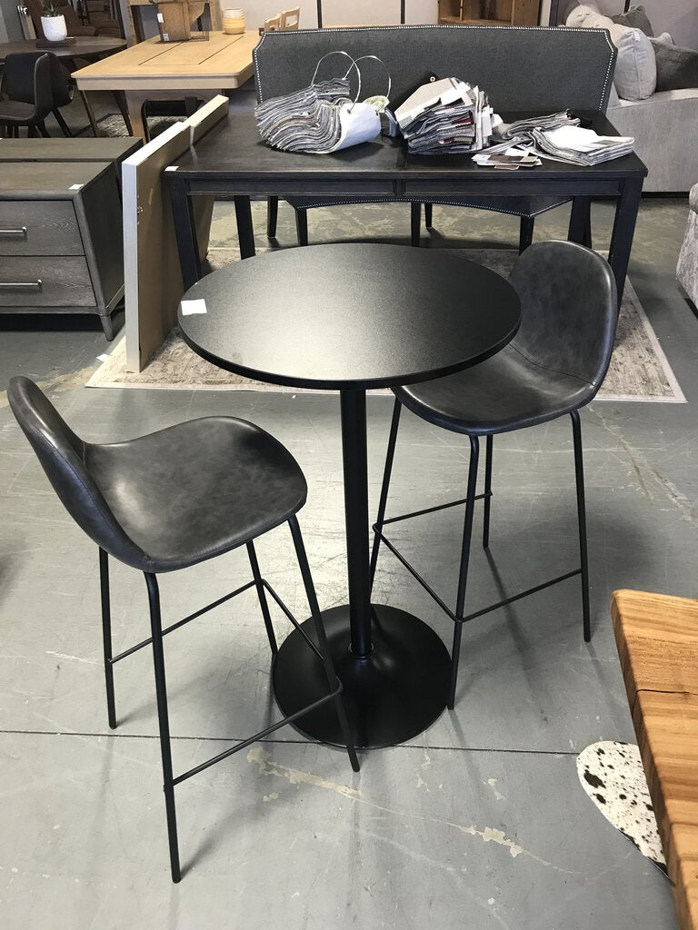 3pc. Black Bistro Set (Table + 2 Stools)