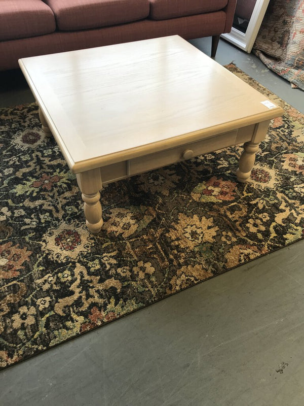 Blonde Wood Square Coffee Table 1 Drawer