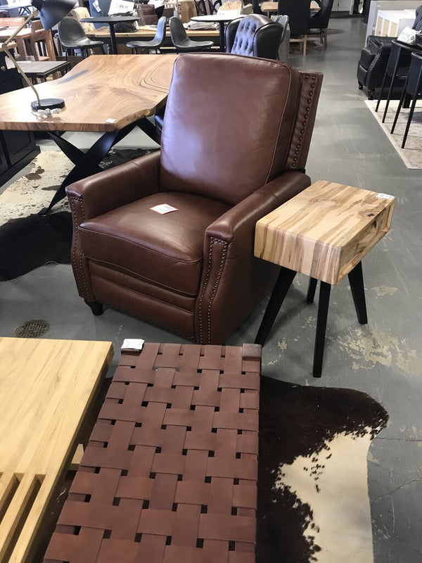 Theresa Genuine Leather Recliner-Brown