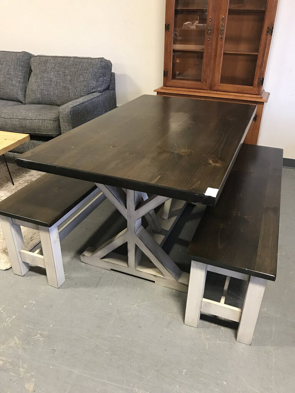 Amish Dining Table w/ 2 Benches