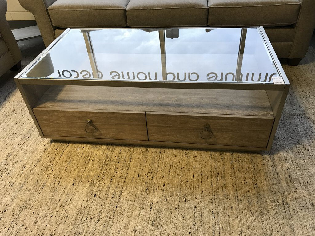 Light Wood Glass Top Coffee Table