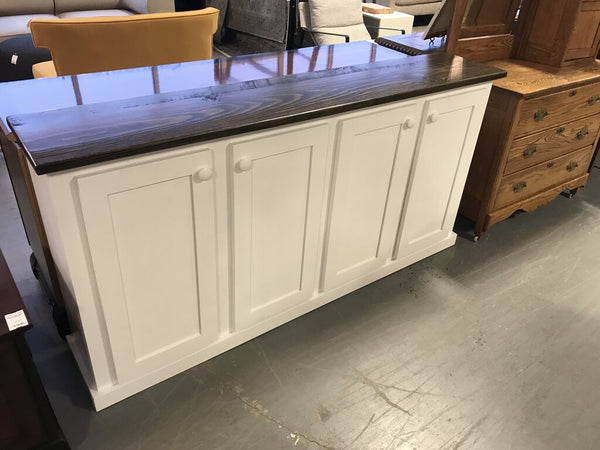 6' White/Dark Top 4 Door Cabinet