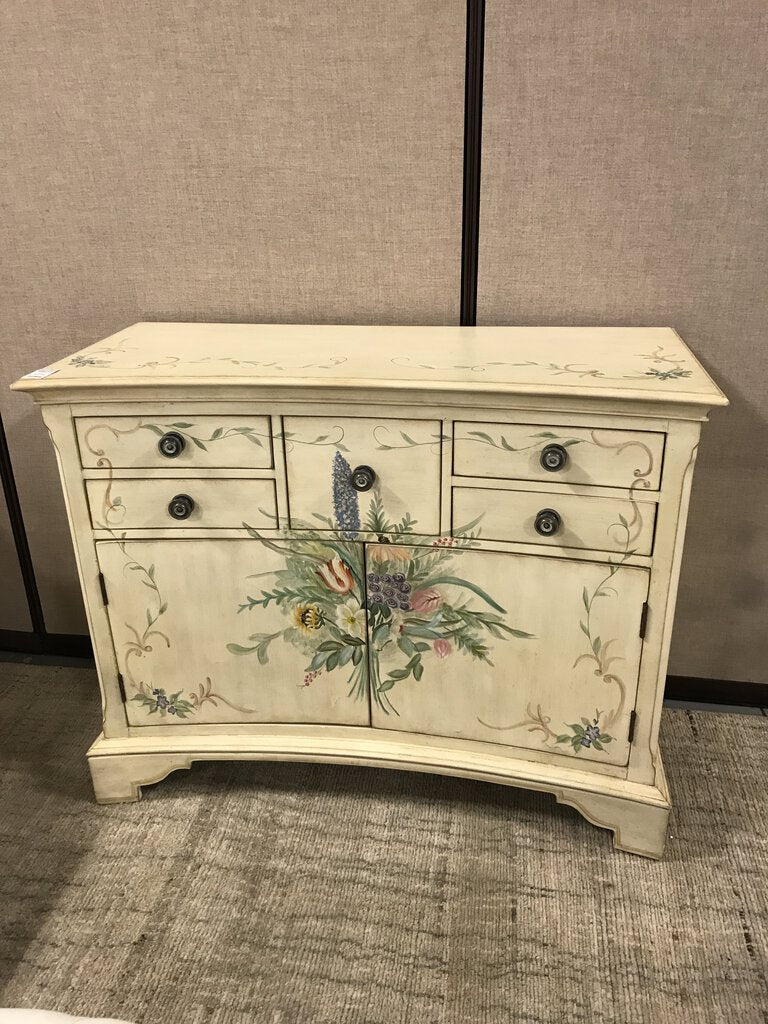 Stenciled Off-White 2 Door Buffet