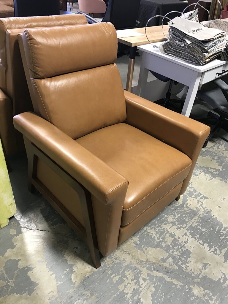 Teodoro 28.75 Wide Genuine Leather Power Recliner-CAMEL