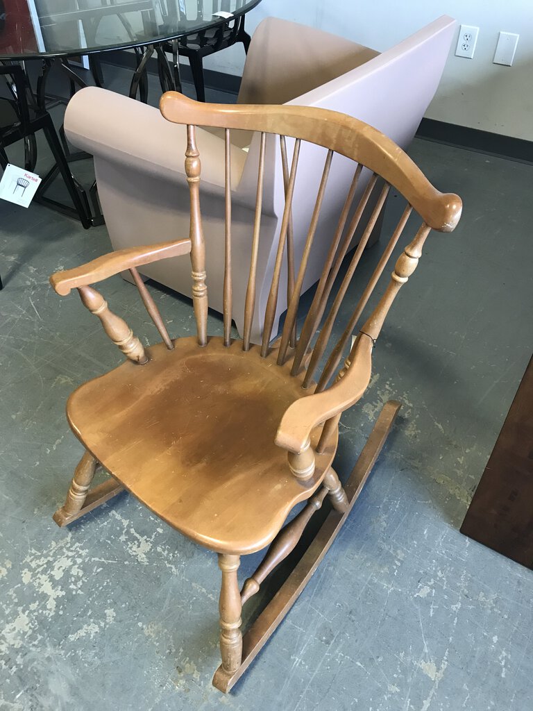 Vintage Wood Spindle Back Rocking Chair